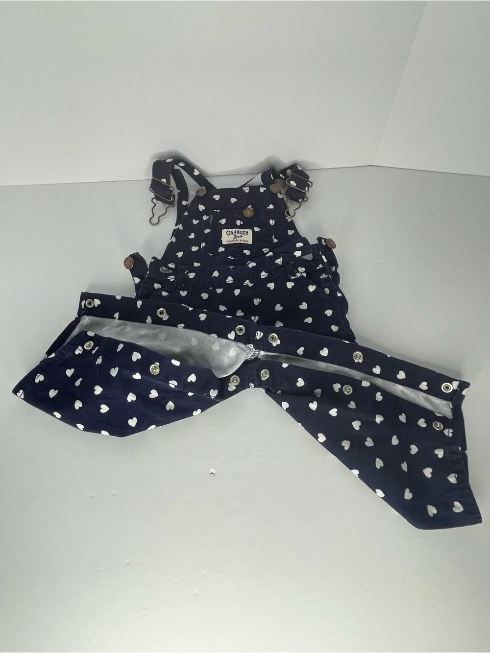 OshKosh B'gosh Navy Overalls with White Heart Print 9M